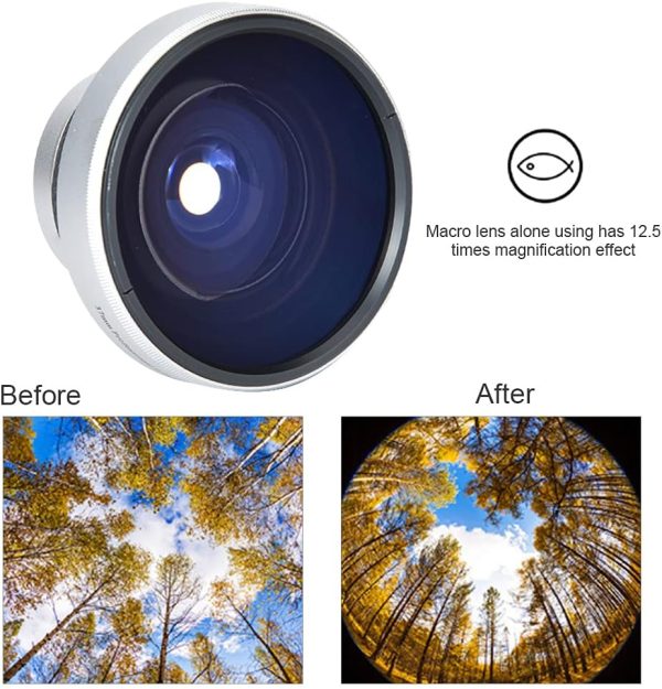 37mm Fisheye Lens 989 Silver Strong Applicability 0.25X Super Fisheye Additional Lens for Camera Lenses - Image 3