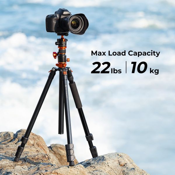 K&F Concept 90 inch/230cm Ultra High Camera Tripod,Horizontal Overhead Shooting Travel Tripods with Metal Ball Head 10KG Load Capacity,Detachable Monopod, for Indoor and Outdoor Use T254A7+BH-28L - Image 4