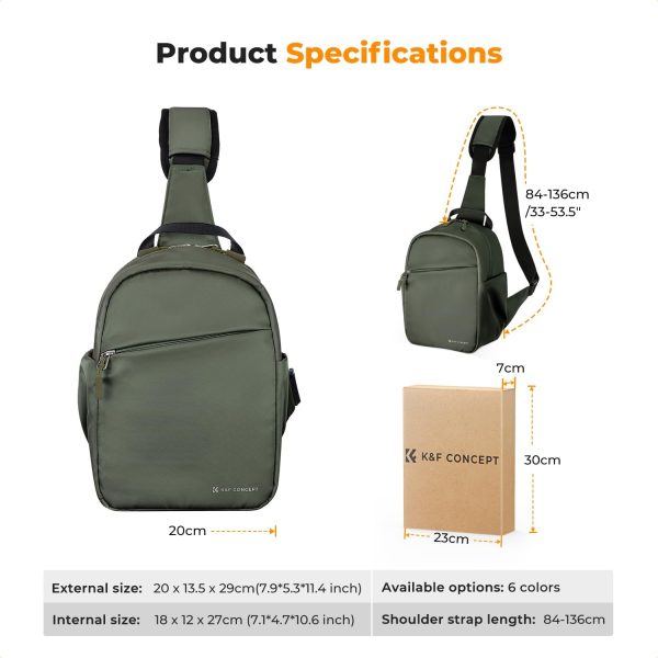 K&F Concept Small Camera Bag for Photographer, Camera Sling Crossbody bag for DSLR/SLR/Mirrorless Camera, Compact Camera Case for Men and Women - Image 6