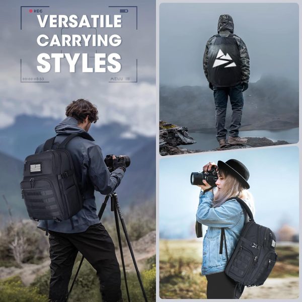 SDYSM Camera Backpack Bag Professional for DSLR/SLR Mirrorless Camera Waterproof 15.6 inch Tactical Camera Bags for Photographers with Rain Cover, Tripod Holder, Small Bag Photography Backpack Case - Image 8